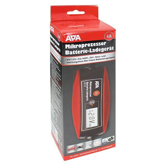 APA Batterie-Ladegerät (Ladestrom: 4 A, Geeignet für: AGM-/Gel-/Nass-/Blei-Säure-Batterien 6/12 V)