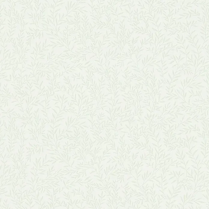 A.S. Création Maison Charme Vliestapete Ranken - Weiß-Grün, Floral, 10,05 x 0,53 m - Zartes, florales Tapetenmuster mit filigranen Ästen und Blättern in sanften Grüntönen, ideal für eine beruhigende Raumatmosphäre.