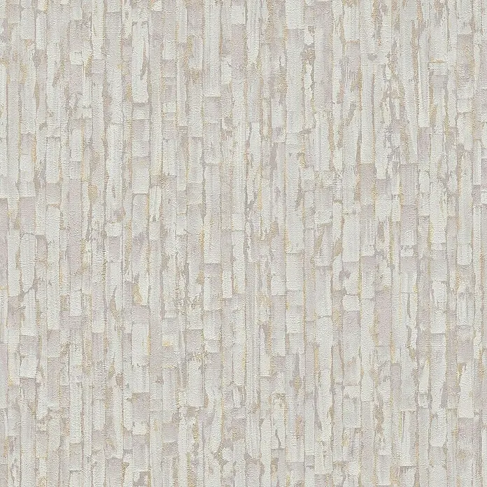 A.S. Création Metropolitan Stories Hot Spots Vliestapete Grafik - Grau-Gold-Metallic, Grafisch, 10,05 x 0,53 m - Beige Tapete mit abstraktem Muster aus senkrechten Rechtecken und subtilen goldenen Akzenten für eine elegante Wandgestaltung.