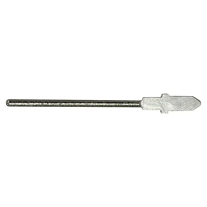 Heka Fliesenfräser - Diamantbeschichtet - Nahaufnahme eines Metallschlüssels mit einem zylindrischen Schaft und einem breiteren, komplex geformten Kopf. Ideal für Schlosser und Schlüsselmacher.