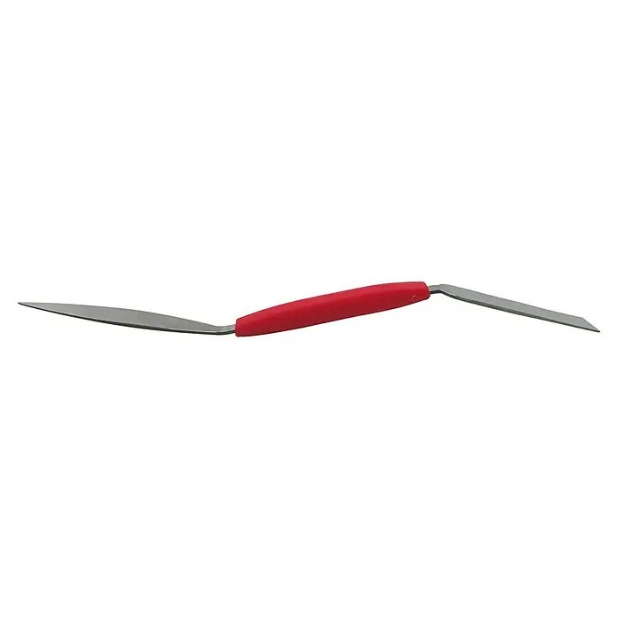 Heka Gipsereisen - Blattbreite: 14 mm - Ein offenes Taschenmesser mit rotem Griff und zwei ausgeklappten Klingen. Praktisch für unterwegs und vielseitig einsetzbar.