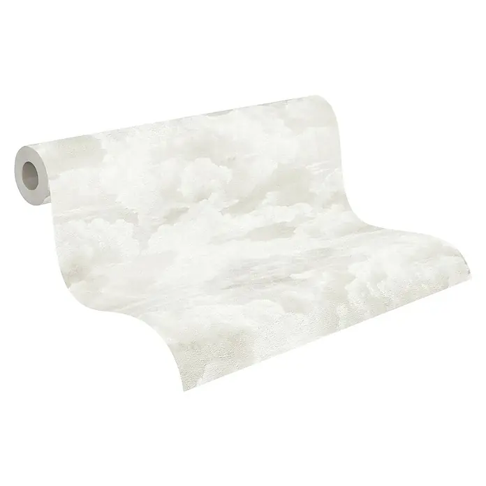 A.S. Création Michalsky Metropolis Vliestapete Wolken - Creme-Weiß, Sonstiges, 10,05 x 0,53 m - Eine Rolle cremefarbene Tapete mit einem zarten Wolkenmuster, ideal für eine beruhigende und stilvolle Wandgestaltung.