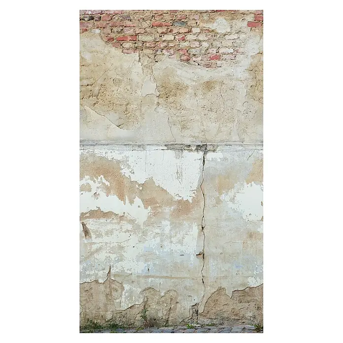 A.S. Création The Wall 2 Fototapete Steinwand alter Putz - B x H: 159 x 280 cm, Vlies - Detailaufnahme einer alten, verwitterten Backsteinmauer mit abgeplatztem Putz und Rissen, die ihre Geschichte und Textur zeigt.