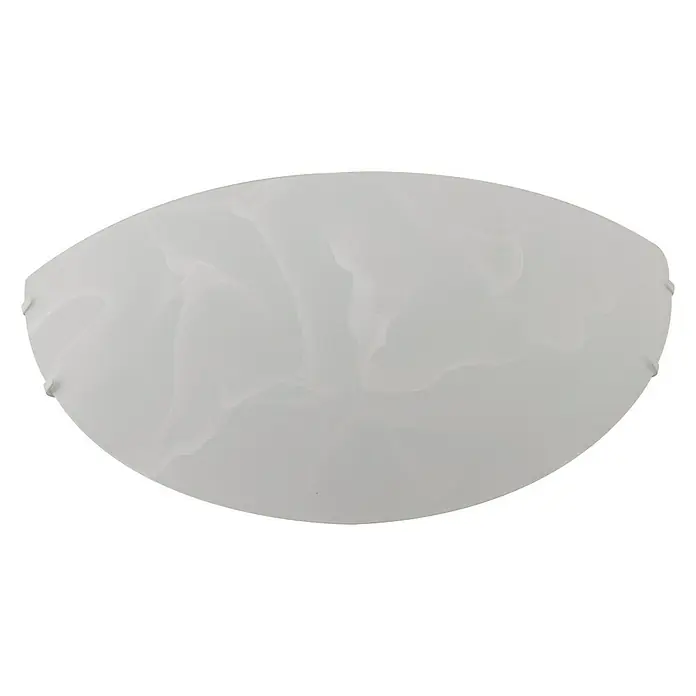 Aplique de pared Duna - 40 W, L x An x Al: 7 x 30 x 16 cm, Blanco, E27 - Primer plano de una lámpara de techo ovalada con cristal opal blanco, diseñada para proporcionar una iluminación suave y difusa.