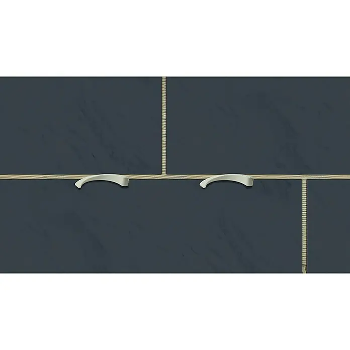 Heka Keile - Fugenbreite 1 - 10 mm, 1.000 Stk. - Graue Schrankfront mit zwei eleganten, gebogenen Griffen, die das moderne Design unterstreichen und einen Hauch von Stil verleihen.