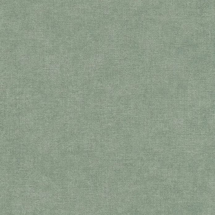 A.S. Création Metropolitan Stories Hot Spots Vliestapete - Grün, Uni, 10,05 x 0,53 m - Nahaufnahme eines grünen Textilgewebes, das eine feine Textur und subtile Farbtöne aufweist, ideal für Hintergründe und Designelemente.