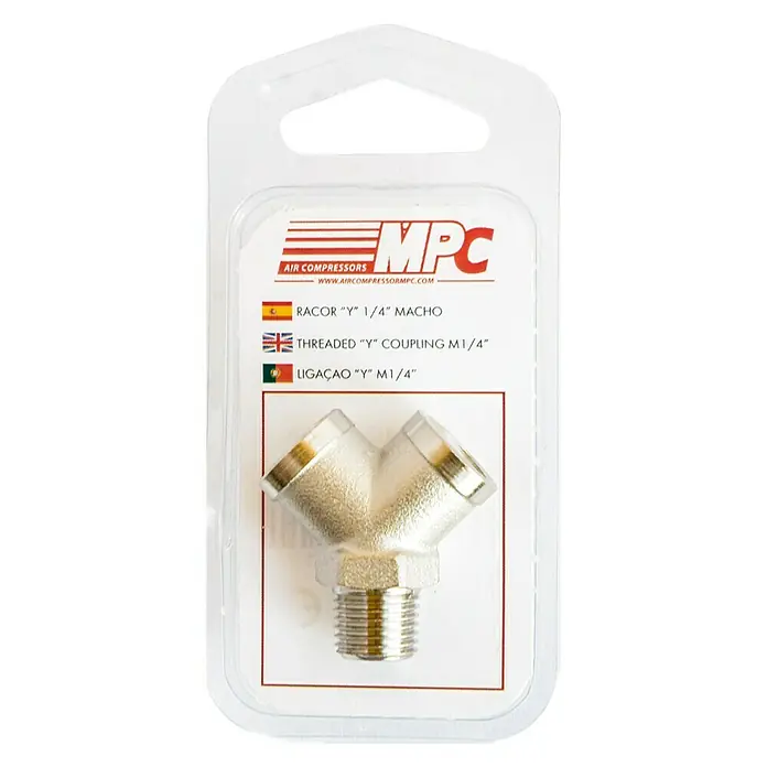 MPC Racor de conexión Y macho - ¼″ - Acoplamiento neumático roscado en forma de Y de MPC para compresores de aire. Construcción duradera para conexiones fiables.