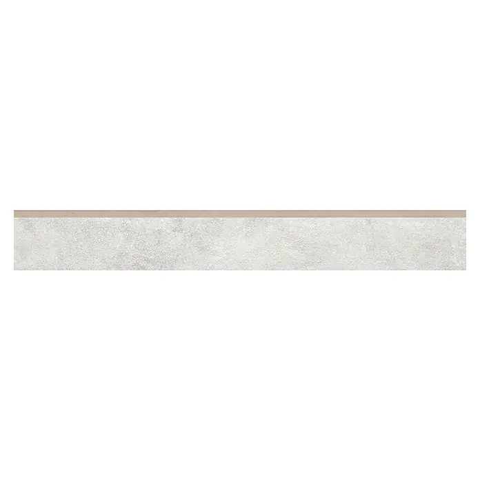 Sockelfliese Savanna - 8 x 59,7 cm, Gris, Matt - Hellgraue Fliesenoberfläche mit dezenter Textur und einem Hauch von Beige am oberen Rand für ein elegantes Design.