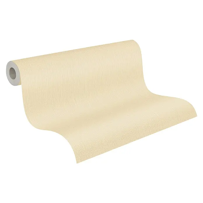 A.S. Création Michalsky Metropolis Vliestapete - Beige-Gelb-Gold, Uni, 10,05 x 0,53 m - Nahaufnahme einer Rolle Vliestapete in einer warmen, hellen Farbe mit subtiler Textur. Ideal für die Gestaltung gemütlicher Innenräume.