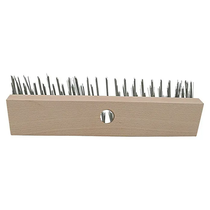 Heka Stahldrahtbürstenkopf - Länge: 300 mm - Holzbürste mit Metallborsten und rundem Loch, ideal zum Reinigen und Aufrauen von Oberflächen. Vielseitiges Werkzeug für Handwerker und Heimwerker.