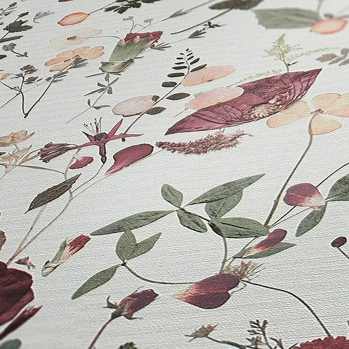 A.S. Création Pintwalls 2 Vliestapete Blumen - Weiß-Violett-Rosa, Floral, 10,05 x 0,53 m - Zarte Blumenmuster-Tapete mit filigranen Blüten und Blättern in sanften Farben, ideal für eine elegante Raumgestaltung.