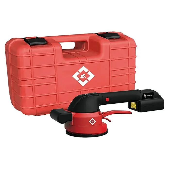 Heka Akku-Fliesenrüttler Vibro 60 - 16,8 V, 2 Akkus, 2 Ah - RUBI Vibro-GO: Akku-betriebenes Vibrationsgerät für Fliesenleger mit Transportkoffer zur sicheren Aufbewahrung und für den einfachen Transport.