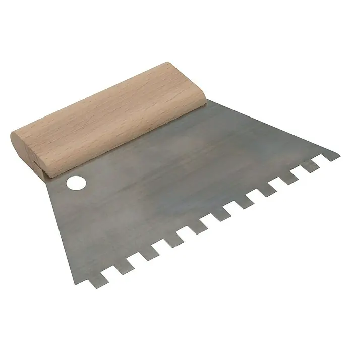Wisent Kleberspachtel - 180 mm, Zahnung: 8 mm - Gezahnte Spachtel mit Holzgriff zum Auftragen von Klebstoffen oder Mörtel, ideal für Fliesenarbeiten und Heimwerkerprojekte.