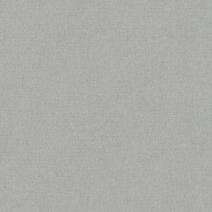 A.S. Création Michalsky Metropolis Vliestapete - Grau, Uni, 10,05 x 0,53 m - Nahaufnahme eines grauen Leinenstoffes, der eine feine und gleichmäßige Textur zeigt, ideal für hochwertige Polster- und Bekleidungsprojekte.