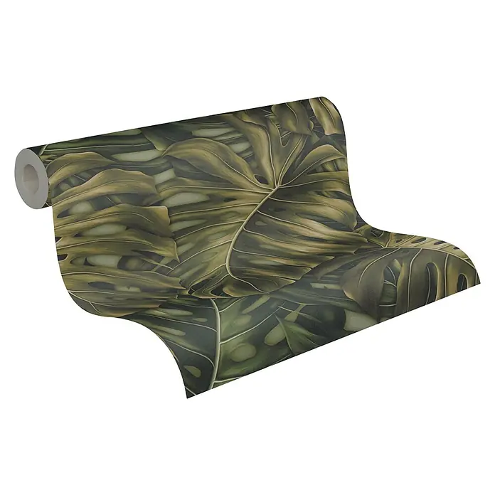 A.S. Création Pintwalls 2 Vliestapete Dschungel - Grün-Schwarz-Braun, Floral, 10,05 x 0,53 m - Eine Rolle hochwertige Monstera-Blatt-Tapete. Exotisches Design für stilvolle Innenräume.