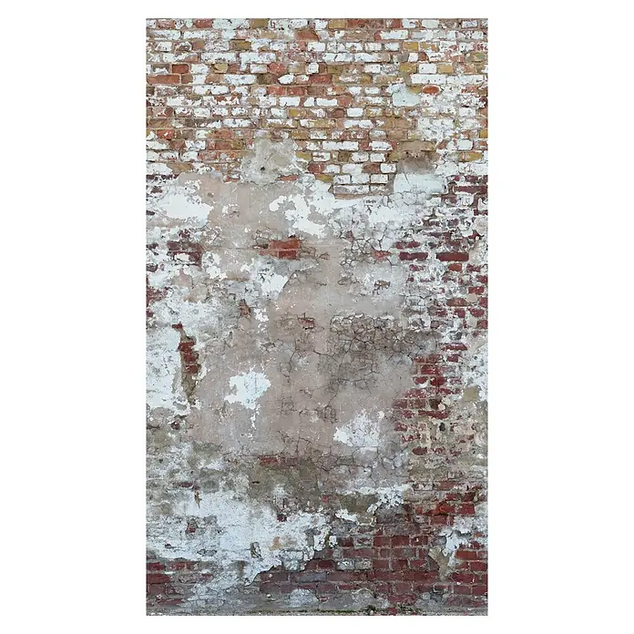 A.S. Création The Wall 2 Fototapete Steinwand weiße Farbreste I - B x H: 159 x 280 cm, Vlies - Verwitterte Backsteinmauer mit abblätternder Farbe und Putz, die eine rustikale und industrielle Textur für Hintergründe bietet.