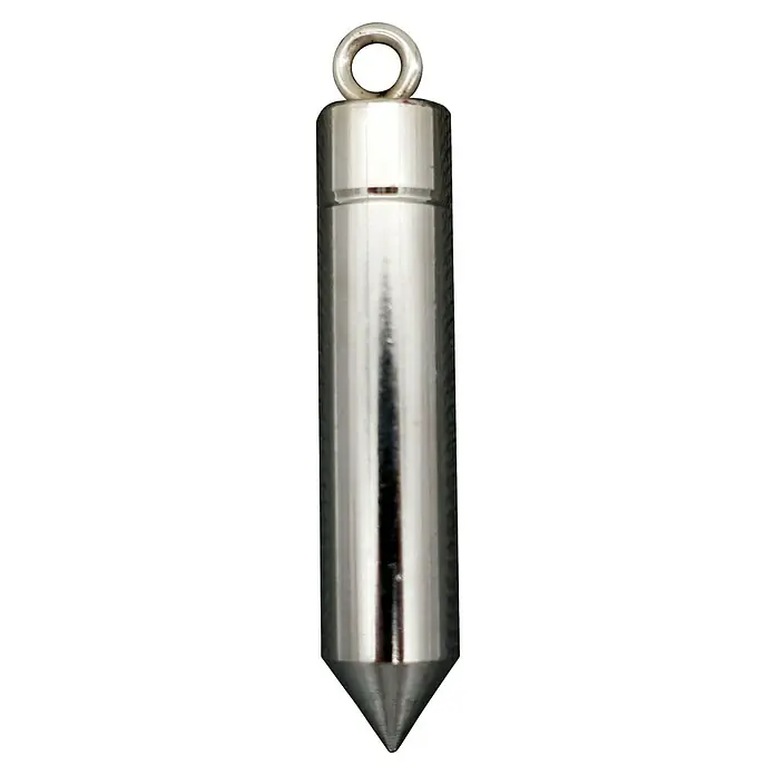 Heka Senklot - Messing - Silberner Pendel-Anhänger mit Öse, ideal als Schmuckstück oder spirituelles Werkzeug. Perfekt für feine Ketten und persönliche Energiearbeit.