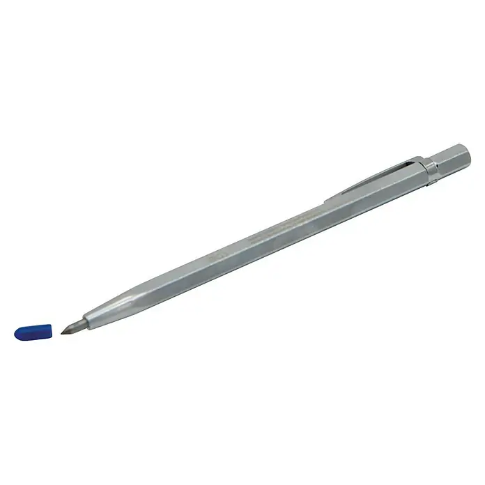 Heka Reißnadel - 150 mm - Silberfarbener sechseckiger Stift mit blauer Kappe, perfekt für präzises Schreiben und Zeichnen. Ein elegantes Werkzeug für kreative Köpfe.