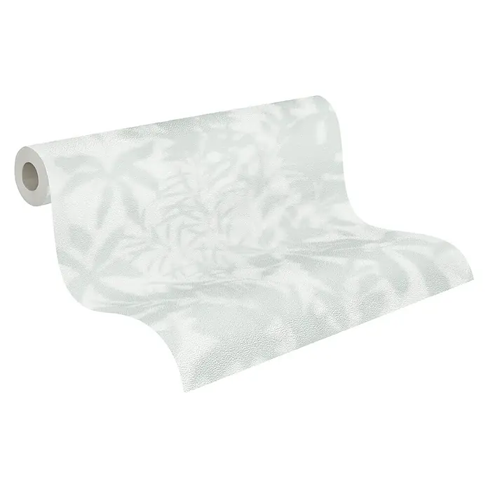 A.S. Création Daniel Hechter 7 Vliestapete Florale Schatten - Grün-Grau-Weiß, Floral, 10,05 x 0,53 m - Ein weiches, weißes Küchenrollenpapier mit subtilen Blattmustern, ideal für den täglichen Gebrauch in der Küche und im Haushalt.