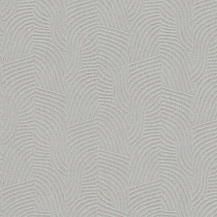 A.S. Création Daniel Hechter 7 Vliestapete 3D-Grafikstreifen - Hellgrau-Metallic, Grafisch, 10,05 x 0,53 m - Elegantes Tapetenmuster in Grau mit geometrischen und geschwungenen Linien, das eine moderne und stilvolle Textur erzeugt.