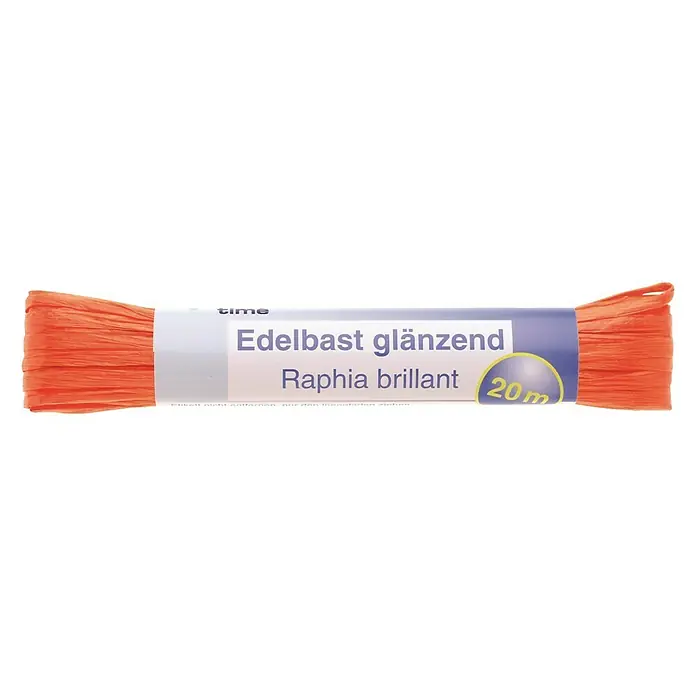 Glorex Hobby Time Edelbast - Glänzend, Orange, 20 m - Orangefarbener Edelbast glänzend, 20 m lang, ideal zum Basteln, Dekorieren und Verpacken von Geschenken.
