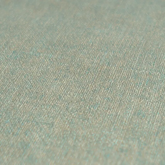 A.S. Création Pintwalls 2 Vliestapete - Grün-Blau-Grau, Uni, 10,05 x 0,53 m - Nahaufnahme einer hellblauen Stoffoberfläche mit feiner Textur, ideal für Hintergründe und Designprojekte.