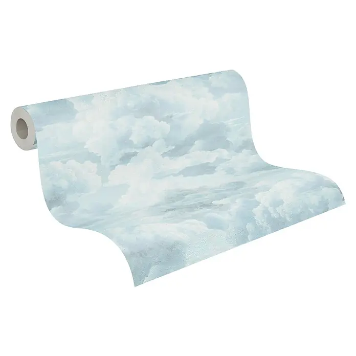 A.S. Création Michalsky Metropolis Vliestapete Wolken - Weiß-Blau, Sonstiges, 10,05 x 0,53 m - Eine Rolle Wolkenmuster-Tapete in sanften Blautönen, die eine ruhige und luftige Atmosphäre für jeden Raum verspricht.