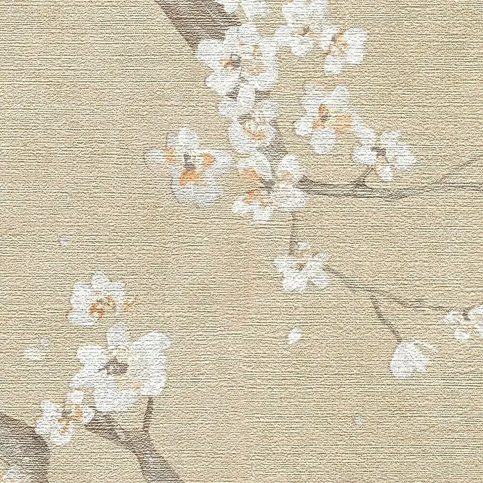 A.S. Création Metropolitan Stories Hot Spots Vliestapete Kirschblüte - Beige-Creme-Braun, Floral, 10,05 x 0,53 m - Elegante Tapete mit zarten Blütenzweigen auf beigem Grund, ideal für eine stilvolle Wandgestaltung.