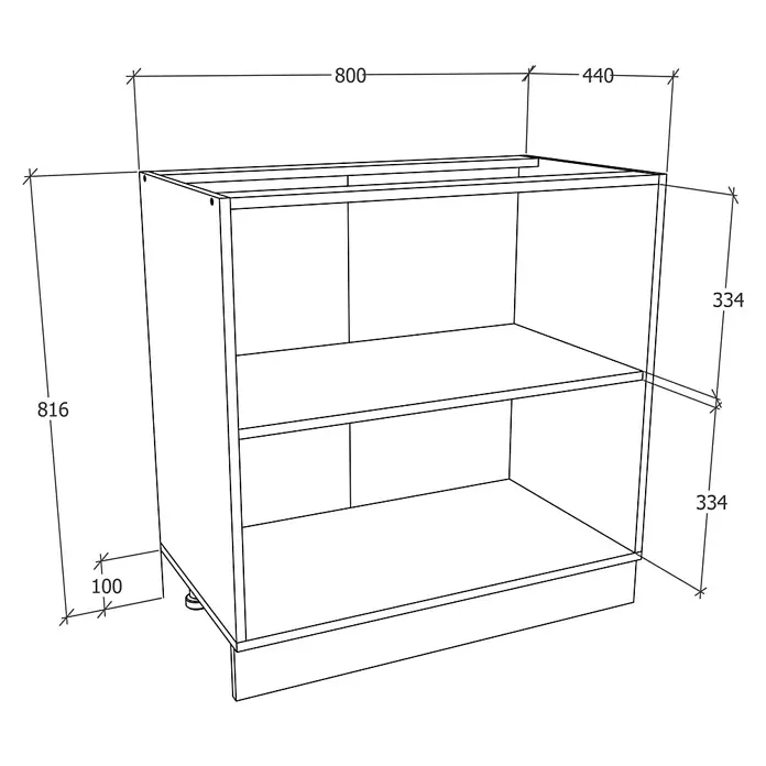 VCM Esilo Unterschrank Typ 1 - 46 x 80 x 82 cm, Anthrazit - Ein Schrank mit Regalen und Maßen, ideal für Stauraum und Organisation im Haus. Praktisches Möbelstück mit klaren Linien.