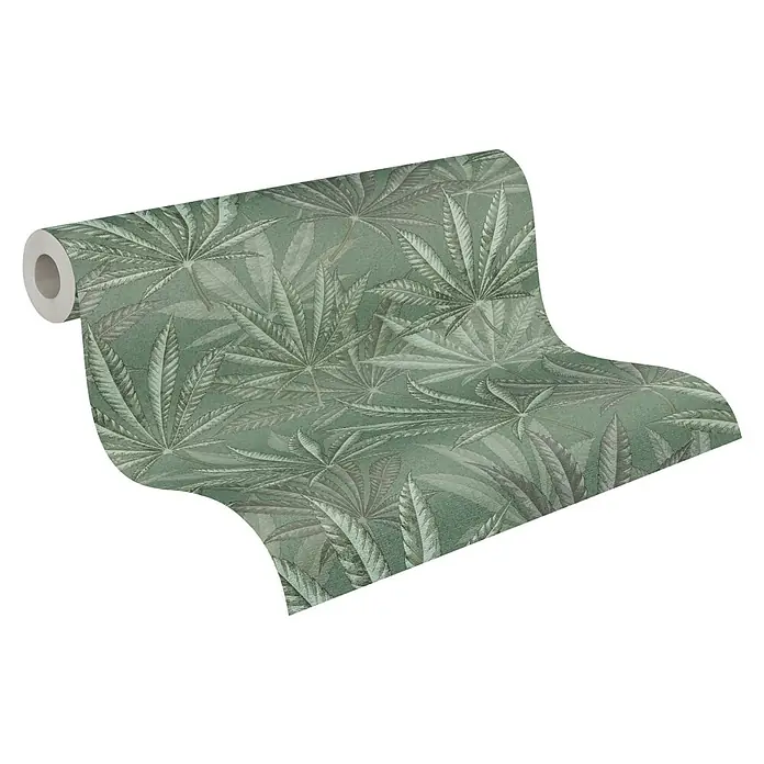 A.S. Création Michalsky Metropolis Vliestapete Hanfblätter - Grün, Floral, 10,05 x 0,53 m - Tapetenrolle mit grünem Cannabisblattmuster, ideal für einen stilvollen und auffälligen Innenraum. Sorgt für eine einzigartige Atmosphäre.