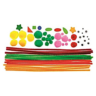 Glorex Hobby Time Biegeplüsch Mix (25 x Pompon, 16 x Pfeifenputzer, 12 x Wackelauge, 8 x Moosgummi-Stanzteil, 61 -tlg.)