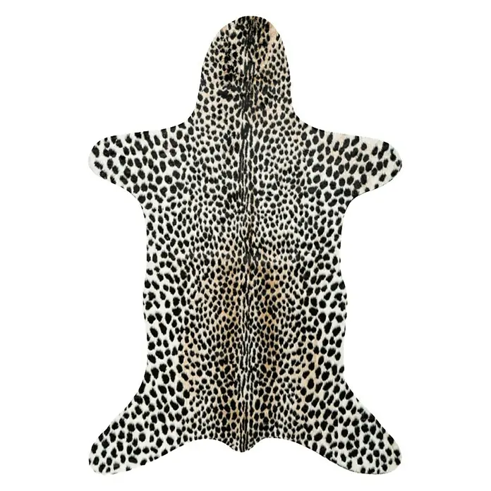Kunstfell Rodeo - Beige/Schwarz, 200 x 150 cm, 100 % Polyester, Gepard - Ein detailreicher Teppich im Leopardenmuster, ideal als auffälliger Akzent für jeden Raum. Das Muster ist präzise und naturgetreu wiedergegeben.
