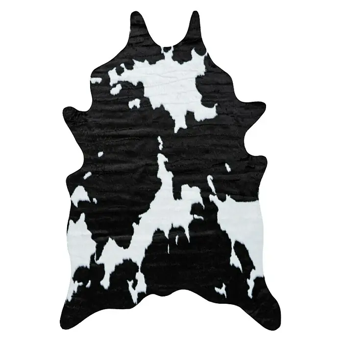 Kunstfell Rodeo - Schwarz/Weiß, 200 x 150 cm, 100 % Polyester, Kuh - Kunstfell Kuhfell Teppich in Schwarz und Weiß. Ein dekorativer und weicher Akzent für jeden Raum.