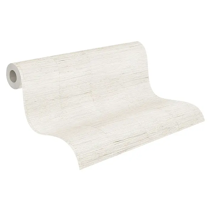 A.S. Création Daniel Hechter 7 Vliestapete - Creme-Weiß, Streifen, 10,05 x 0,53 m - Eine Rolle Tapete mit weißer Holzstruktur. Ideal, um jedem Raum einen natürlichen und rustikalen Look zu verleihen.