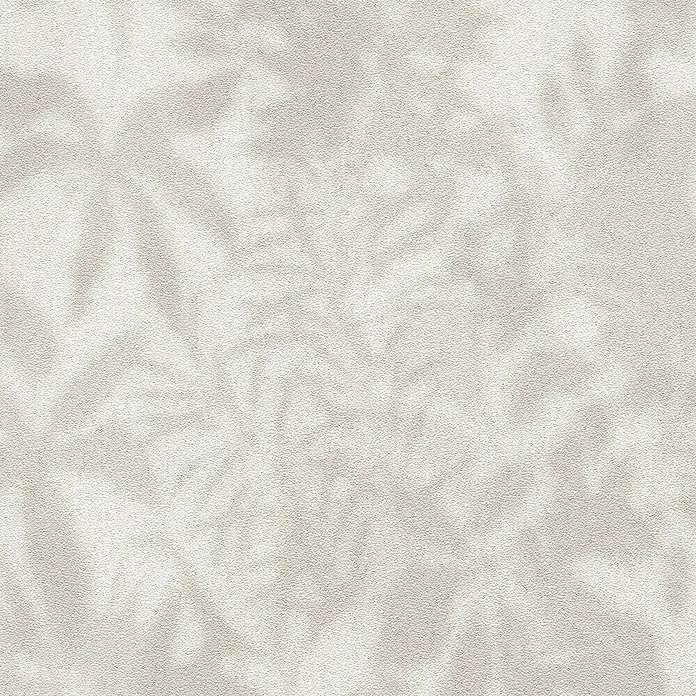 A.S. Création Daniel Hechter 7 Vliestapete Florale Schatten - Grau-Beige, Floral, 10,05 x 0,53 m - Sanfter Schattenwurf von Pflanzen auf einer strukturierten, hellen Oberfläche, ideal für ruhige Hintergründe und Texturen.