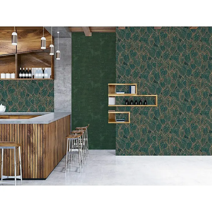 A.S. Création Daniel Hechter 7 Vliestapete Blattdesign - Braun-Grün-Gold, Floral, 10,05 x 0,53 m - Exquisites Interieur mit auffälliger Blattmuster-Tapete, die eine stilvolle und natürliche Atmosphäre schafft.