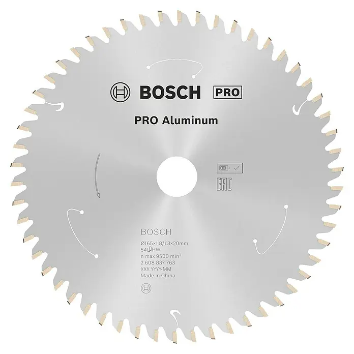 Bosch Kreissägeblatt Standard for Aluminium - 165 mm, Bohrung: 20 mm, Anzahl Zähne: 54 Stk. - Eine Bosch Pro Aluminium Kreissäge mit hoher Leistung für saubere Schnitte in Aluminium und anderen Nichteisenmetallen.