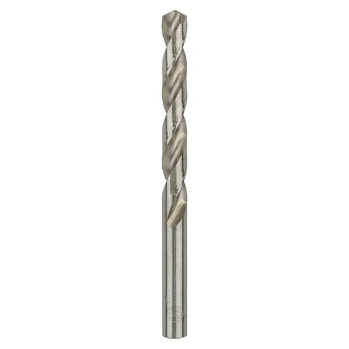 Bosch Metallbohrer HSS-G - Durchmesser Bohrer: 10,2 mm - Nahaufnahme eines Spiralbohrers aus Metall mit spiralförmigen Schneiden. Ideal für präzise Bohrungen in verschiedenen Materialien.