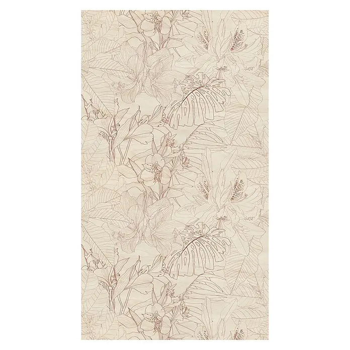 A.S. Création The Wall 3 Fototapete Floral - B x H: 159 x 280 cm, Vlies - Eine beige Tapete mit zarten, braunen Blumen- und Blätterzeichnungen für eine elegante und natürliche Wandgestaltung.