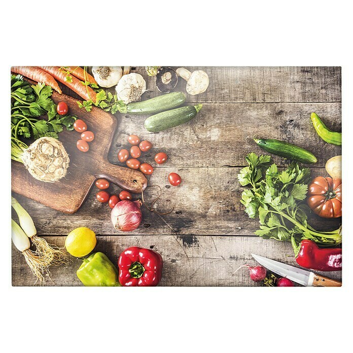 CUCINE Küchenrückwand (Garden Vegetables, 60 x 40 cm, Stärke: 6 mm, Einscheibensicherheitsglas (ESG))