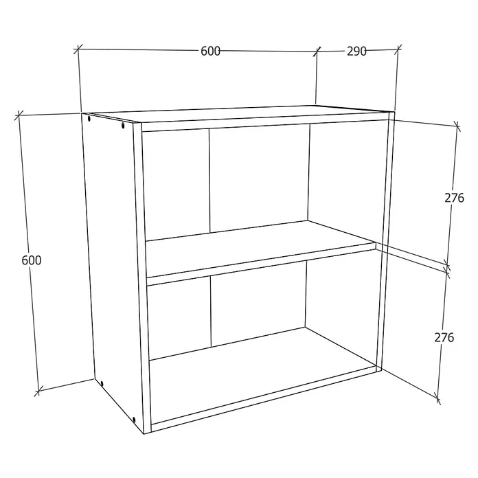VCM Esilo Hängeschrank - 31 x 60 x 60 cm, Anthrazit - Produktabbildung eines Regals mit zwei Fächern. Das Regal ist schlicht und funktional gestaltet, ideal für Büro oder Wohnraum.