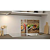 CUCINE Küchenrückwand (Wooden Spice, 60 x 40 cm, Stärke: 6 mm, Einscheibensicherheitsglas (ESG))