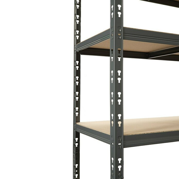 Regalux Metallregal (H x B x T: 180 x 90 x 40 cm, Traglast pro Boden: 175 kg, Anzahl Böden: 5 Stk., Stecken, Blau-Grau) | BAUHAUS