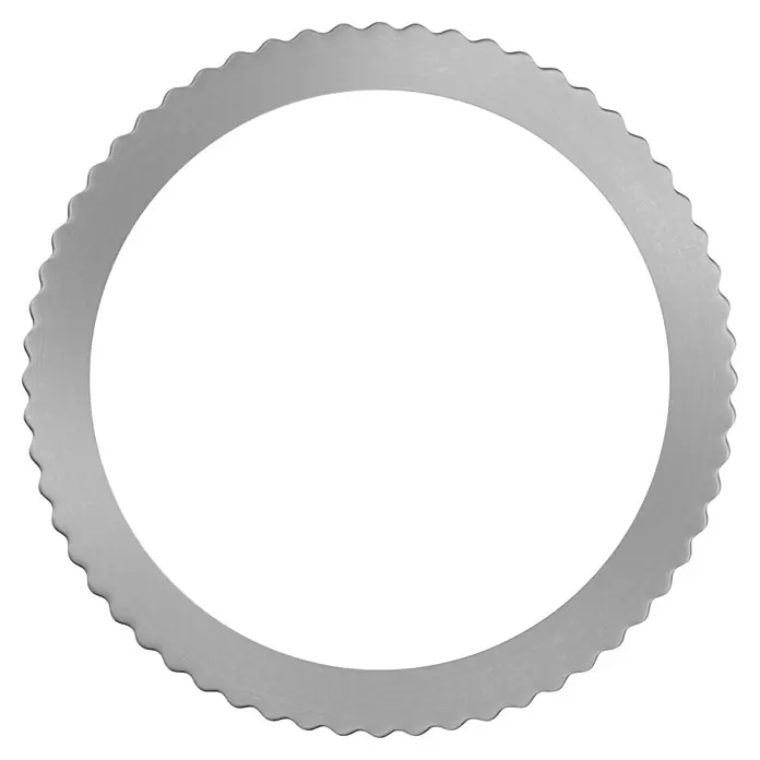 Bosch Reduzierring - Durchmesser: 20 mm, Bohrung: 15,875 mm, Stärke: 0,8 mm - Das Bild zeigt eine silberfarbene Kupplungsscheibe mit gezacktem Rand, die ein wichtiges Bauteil in Getrieben darstellt.