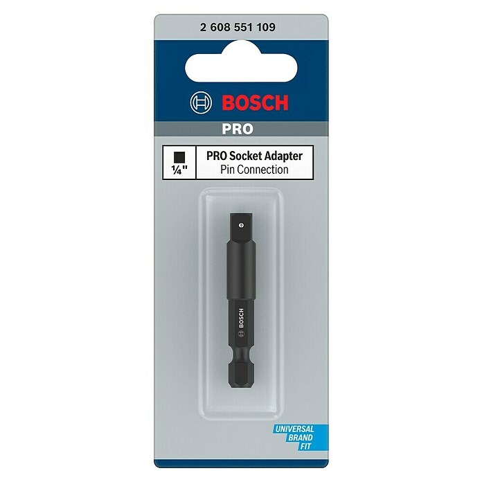 Bosch Steckschlüsseleinsatz-Adapter (Antriebsgröße: ¼″ Außensechskant, Abtriebsgröße: ¼″ Außenvierkant)
