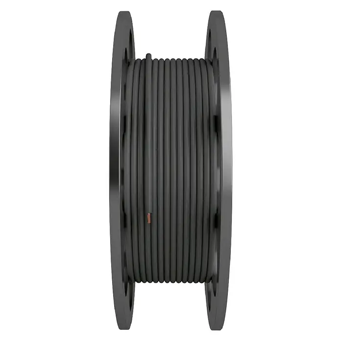 Bricable Cable unipolar - H05VV-F, Número de cables: 2, 1 mm², 200 m, Negro - Bobina de cable gris. El cable está ordenado en la bobina y listo para ser utilizado en diversas aplicaciones.