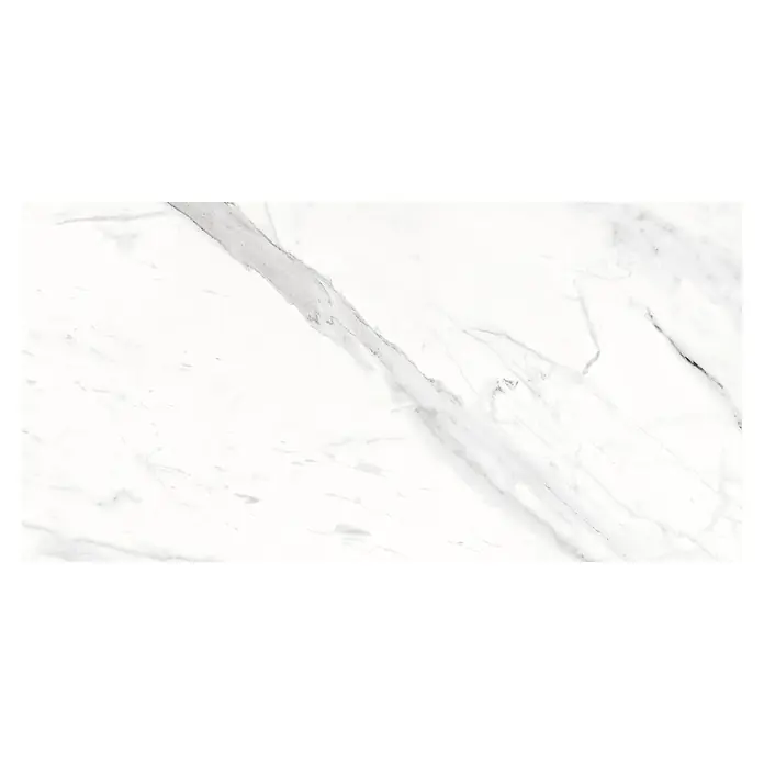 Opiart Feinsteinzeugfliese Blanco - 29,7 x 59,7 cm, Weiß, Glänzend - Elegante Marmorplatte in Weiß mit grauen Adern. Die Platte ist ideal für stilvolle Küchenarbeitsplatten oder als Bodenbelag.