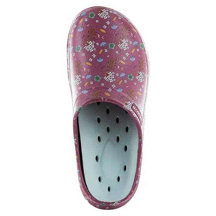 Black Fox Gartenclogs - Schuhgröße: 39, Himbeere - Blumiger Clog: Bequemer und stilvoller Clog mit Blumenmuster für den täglichen Gebrauch. Perfekt für Gartenarbeit oder entspannte Spaziergänge.