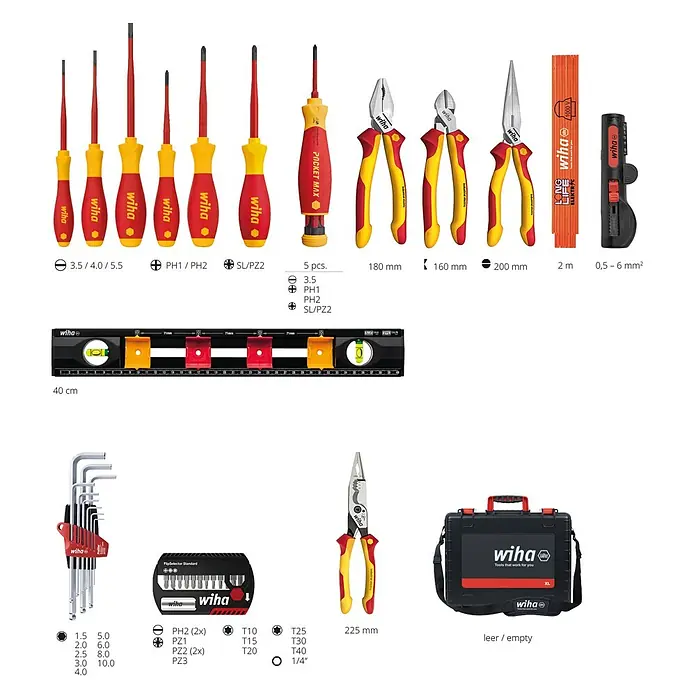 Wiha Werkzeugkoffer XL 2 VDE - 41 -tlg. - Wiha Werkzeugset: Schraubendreher, Zangen, Wasserwaage, Stiftschlüssel, Bit-Set und Werkzeugkoffer für professionelle Anwendungen.