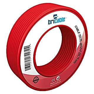 Bricable Cable textil Deco (H03VV-F, Rojo, 5 m)